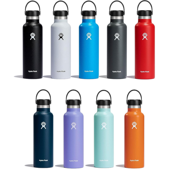 HYDRO FLASK - 21oz (621ml) Water Bottle with Lid - Vacuum Insulated, Reusable Stainless Steel Bottle - Leak-Proof Lid - Hot & Cold - Small Opening - (Flex Cap, Agave, 532 ml)