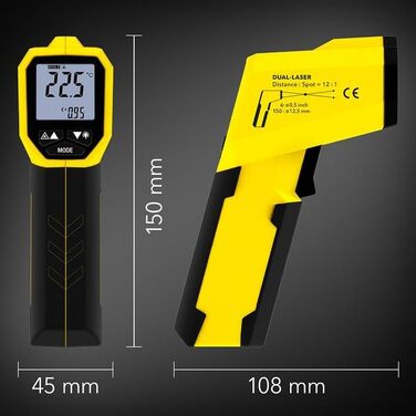Інфрачервоний термометр Trotec BP21 – Лазерний пірометр з визначенням точки роси, діапазон вимірювання -35°C до +800°C