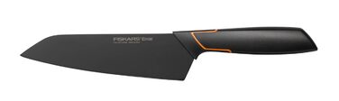 Ніж Santoku Fiskars Design 17 см, дерев'яна ручка (береза), чорний, 1003099
