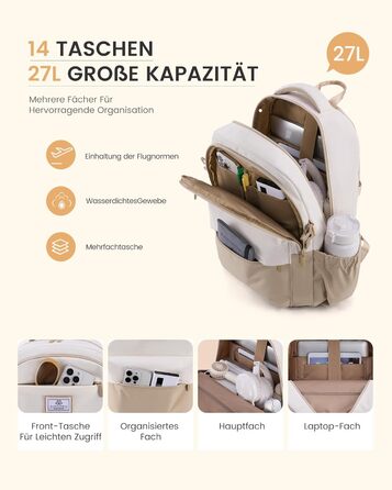 LOVEVOOK Рюкзак для жінок, 15.6 дюймів, рюкзак для ноутбука, шкільний рюкзак для дівчаток-підлітків, водонепроникний, з багатьма відділеннями, сучасний рюкзак для роботи, школи, подорожей, 15.6' (Рожевий & Сірий)