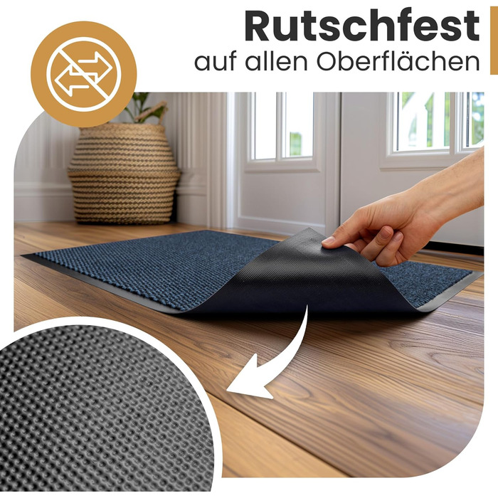 Килимок для дому 60x90 см, блакитний - Schmutzfangmatte для приміщень, килимок для входу, антиковзаючі