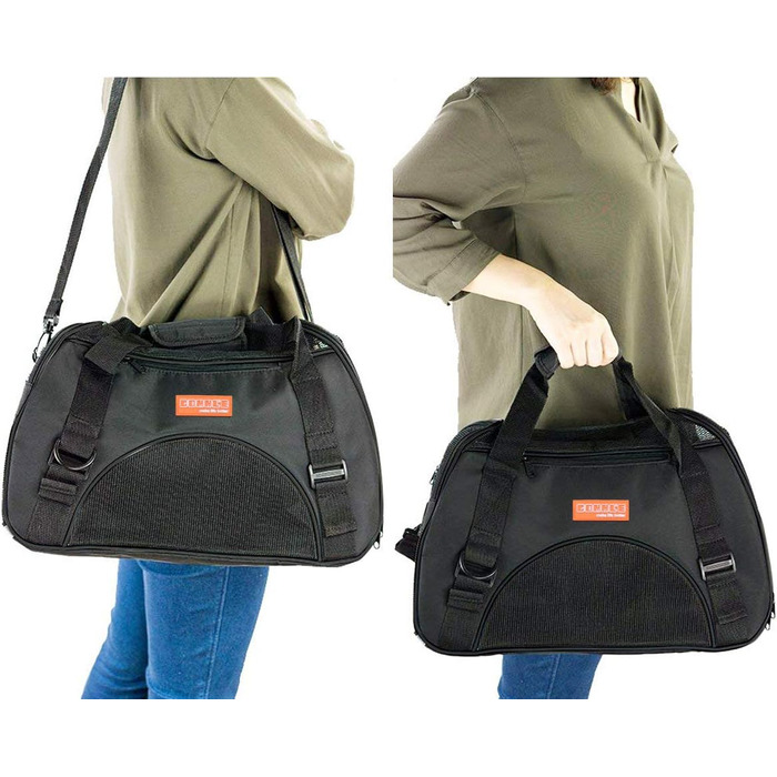 Трансформер для тварин у подорожі: переноска для котів, собак, кроликів, хом'яків. Підходить для авіаперельотів, м'яка, з плечовим ременем (Чорний, M - 47x27x28 см, до 5 кг) L 44 x 30 x 20 см Чорний