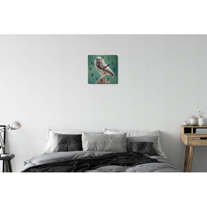Настінний годинник на полотні «Сова» 30x30 см з власним фото
