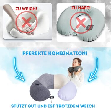 Clever Dreams Neck Pillow Airplane Travel Pillow Inflatable 2 in 1 with Memory Foam Foam Neck Pillow Car Travel Pillow Inflatable Neck Support for Adults Breathable and Adjustable