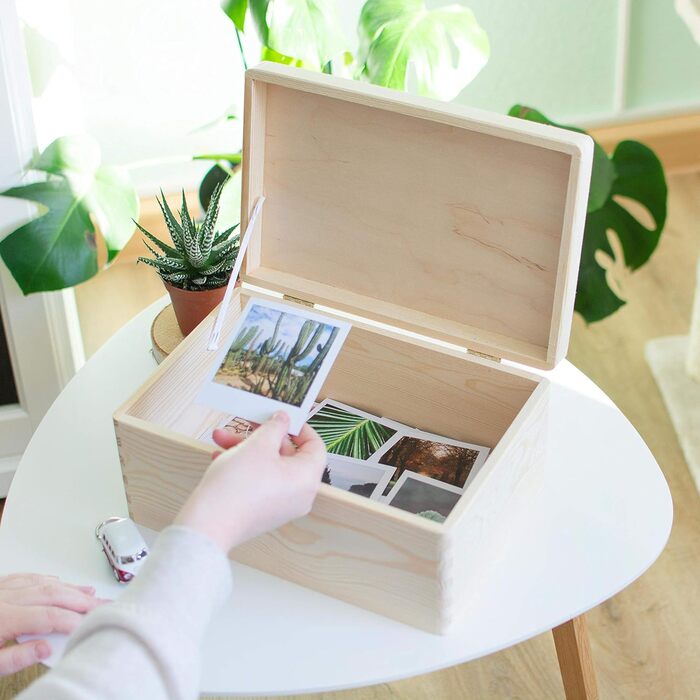 Wooden box with lid - 40x30x24cm, Natural, FSC® - Multi-purpose box without handles - Storage box | Memory box | Craft & Gift box (30 x 20 x 14 cm | M)