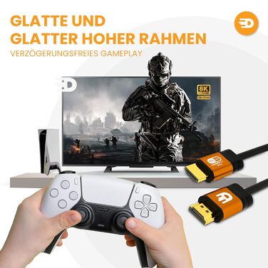 HDMI кабель Drivv Premium 2.1 (5 метрів) – 8K@60Hz, 4K@120Hz, eARC, HDR10, PS5, Xbox Series X