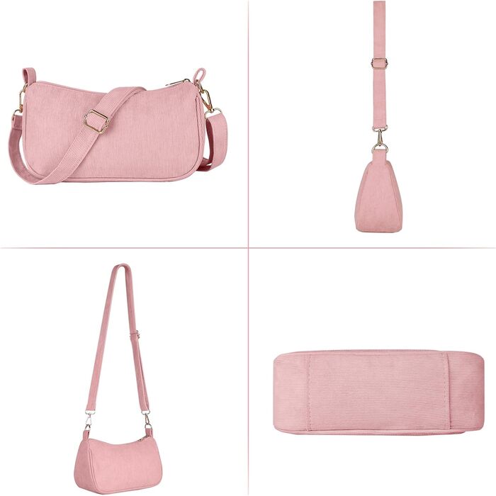 Сумка жіноча FITDON через плече міні Cord Hobo Bag Y2K рожева з 3 ремінцями
