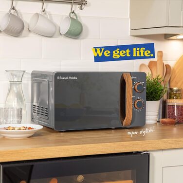 Мікрохвильова піч Russell Hobbs RHMM713G: 17 л, 700 Вт, сірий колір, стильний дизайн, функція розморожування