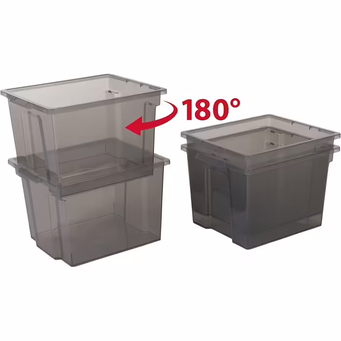 Iris Ohyama Versatile Storage Boxes, 30L, 6-Piece Set, Easy-Close Lid, Stackable, Plastic, For Closet, Shelves, Organization, Clothing, Bedding, Garage, USB-M (Gray, 30L / 3-Piece Set)