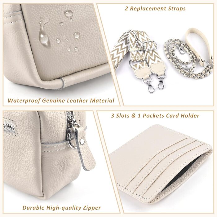 Сумка жіноча BROTOU через плече зі шкіри, чорна крос-боді з широким ременем та відділеннями для карт