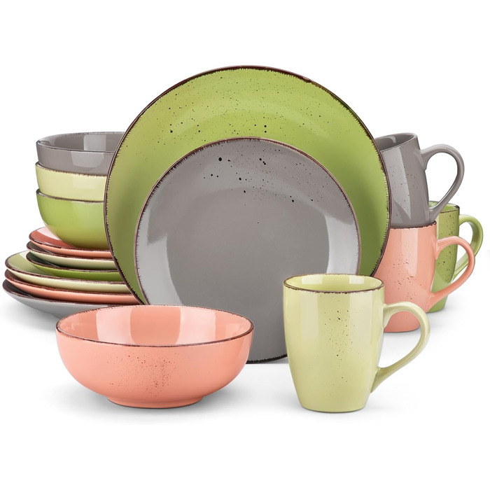 Сервіз Vancasso Serie Navia Teller, 32 елементи, на 8 осіб, сучасний дизайн, багатобарвний, набір 16 тарілок