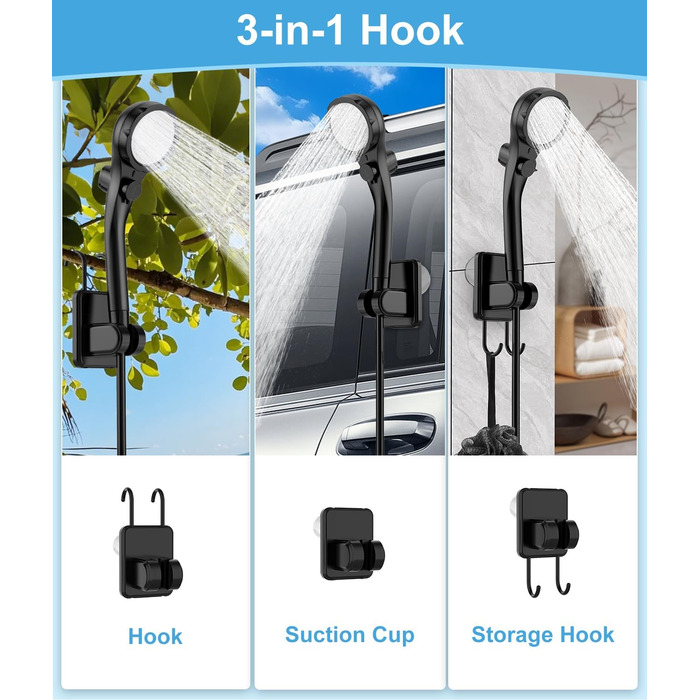 WADEO Portable Camping Shower Battery with Pump, Camping Shower with Rechargeable 6000/8000mAh Battery, Mobile Showers Outdoor Showers with Showerhead and Hose, for Camping, Travel, Garden, and Car Washing