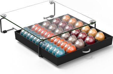 Скляна шухляда DecoBros Supreme Vertuoline для 30 великих або 60 малих капсул, чорна - 60 шт.