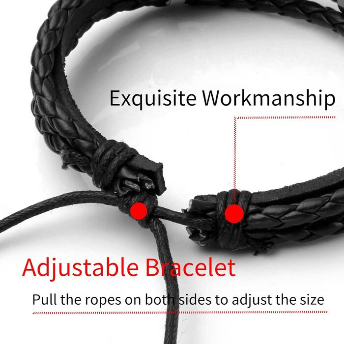 Чоловічий шкіряний браслет MILAKOO, набір браслетів та манжет для жінок та чоловіків (чорний)