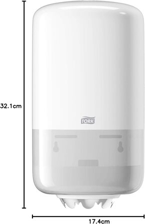 Tork 558000 Mini Roll Dispenser for M1 Wipes in Elevation Design / Wipe Dispenser for hygienic single-sheet dispensing in White, (W x H x D) 174 x 321 x 165 mm