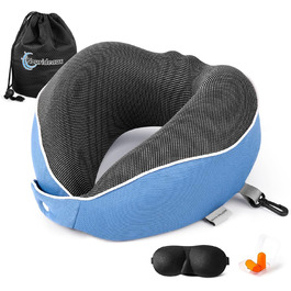 Подушка для шиї в дорозі: зручна підтримка для подорожей літаком, авто та відпочинку. (Блакитний)
