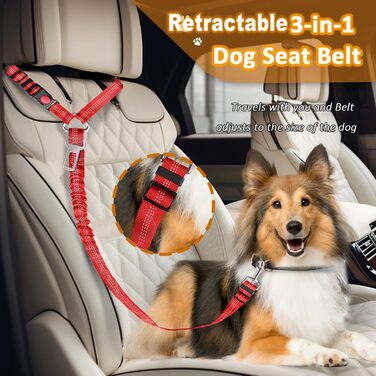 Авторемні для собак, безпечні шлейки для тварин, аксесуари для подорожей, 2 шт., червоні, з регулюванням та міцного нейлону