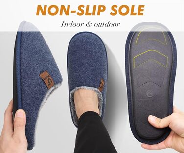 Тапочки жіночі COFACE з фетру, теплі, зручні, з м'якою підкладкою, з антиковзною гумовою підошвою, для дому та вулиці (Темно-синій, 37 EU)