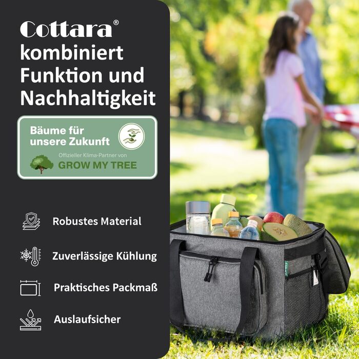 Складана сумка-холодильник 30л, водовідштовхувальна, +12 годин свіжості, міцна ізоляція – сіра сумка-холодильник, сумка для обіду, термосумка для пікніка