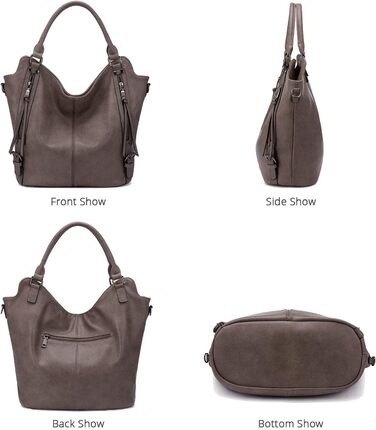 Комплект жіночих сумок Realer: шкіряна сумка-шопер, сумка на плече, гаманець Taupe L (бежевий)