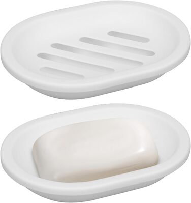 Двошарова мильниця AstraLoom 2 шт., пластикова, самостійно спорожняється, антипригарне покриття - для ванної/кухні/губки (білий)