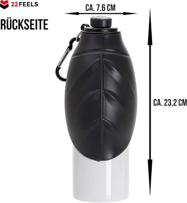 Персоналізована пляшка для води для собак 22Feels, 600 мл: фото, ім'я, карабін, витокозахист