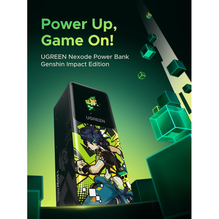 Powerbank UGREEN Nexode 20000mAh 130W з USB-C PD 3.0, цифровим дисплеєм, сумісний з iPhone, Galaxy, MacBook, Dell