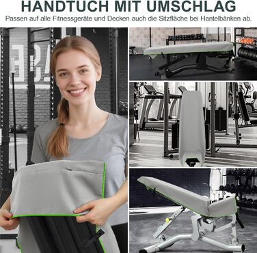 Набір спортивних рушників 2 шт. 120x50 см з кишенею на блискавці, мікрофібра, для фітнесу, тренувань, кемпінгу, подорожей (світло-сірий-зелений)