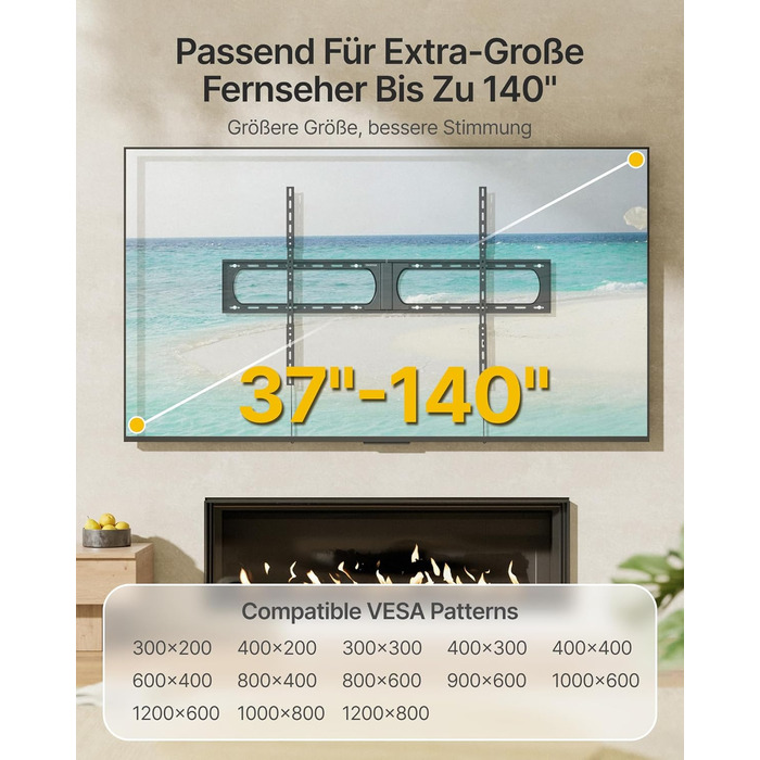 Кріплення для телевізора monTEK Heavy Duty – настінне кріплення для телевізорів 37-140 дюймів, до 136 кг, ультратонкий профіль 32 мм, сумісність з дерев'яними стійками 406/450/600 мм, VESA до 1200x800 мм