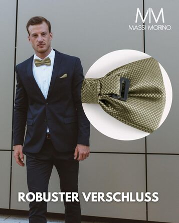 Массі Моріно: Комплект краватка-метелик та нагрудна хустинка для чоловіків - краватка-метелик на весілля, регульована (Salbei)