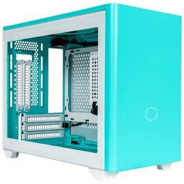 Корпус Mini-ITX Cooler Master MasterBox NR200P Caribbean Blue з загартованим склом, вертикальним кріпленням GPU та покращеною вентиляцією
