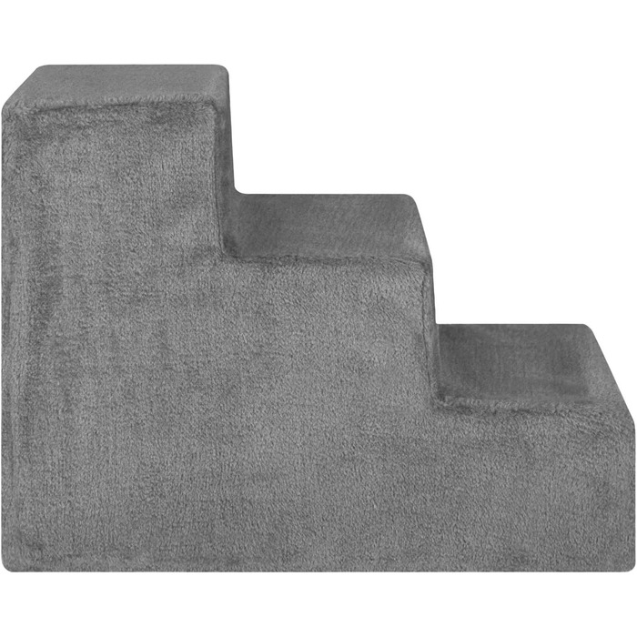 Juskys Pet Stairs Dog Stairs 36 cm - 3-Step Stairs, Washable Plush Cover - Cat Stairs Dog Ramp for Bed, Sofa, Couch and Car - Cover Grey