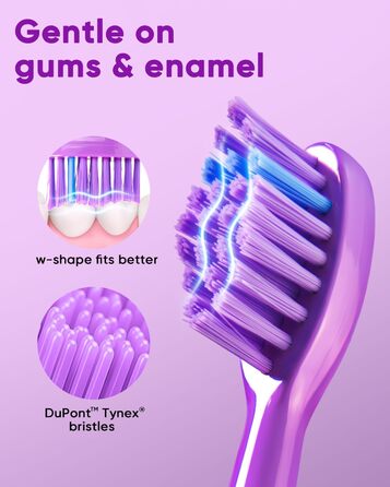 Електрична зубна щітка MySmile DY156 для дорослих, акумуляторна звукова щітка, портативна з 3 насадками, таймер 2 хвилини, 5 режимів, 45000 вібрацій на хвилину, 60 днів роботи від одного заряду, 1 шт. (фіолетова)