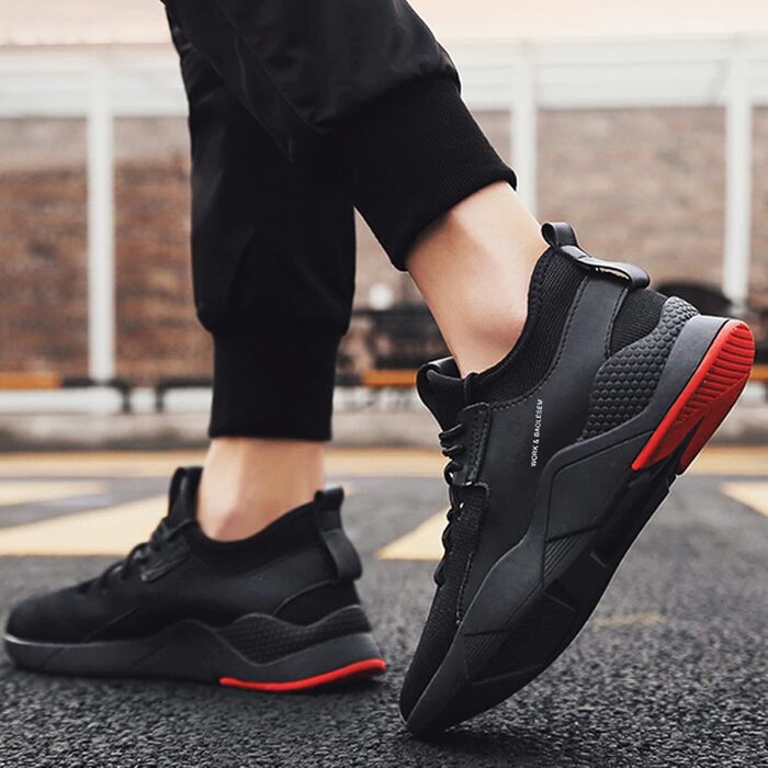 Черевики робочі BAOLESEM: спортивні, дихаючі, зі сталевим підноском, 45 EU, чорні