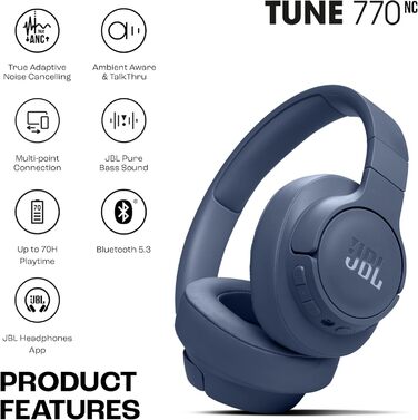 Навушники JBL Tune 770 NC – бездротові, з активним шумозаглушенням, блакитні
