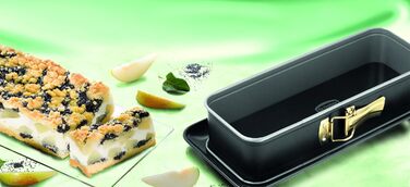 Dr. Oetker Rectangular Springform with Serving Base 30 x 12 cm Baking Idea – Square Baking Pan with cut- & scratch-resistant flat bottom & Enamel Coating – Cake Baking Pan with Non-Stick Coating