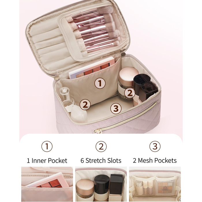 Косметичка для жінок, велика дорожня косметичка для макіяжу з відділенням для пензликів, органайзер, культик, з PU-шкіри, переносний мішечок для макіяжу, зелений (патент)