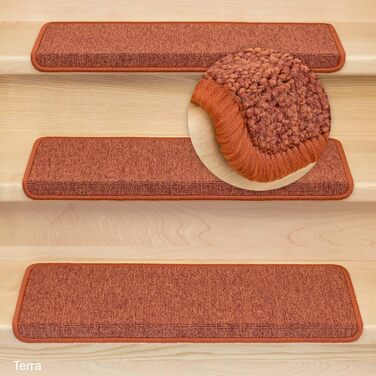 Ступінчасті килимки Metzker Monza прямокутної форми, набір 15 шт. - захист для сходів, килимок для сходів (Terra)