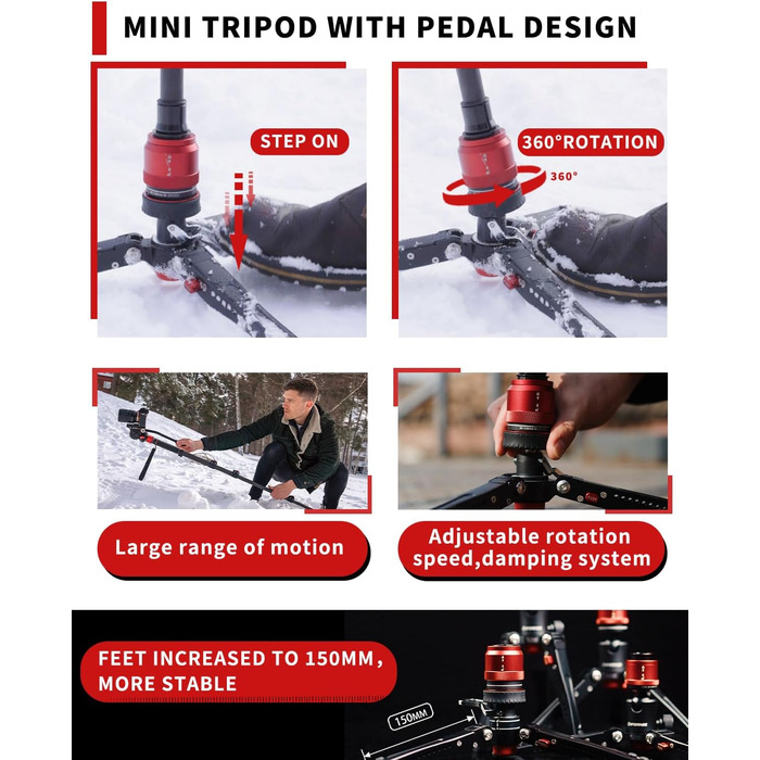 Штатив-монопод IFOOTAGE Cobra 3 C180F-P з карбону, 181 см, вантажопідйомність 8 кг (SET-C180F-P+K5S)