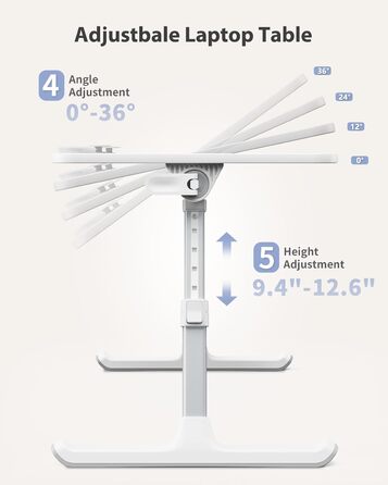 SAIJI Підставка для ноутбука на ліжко - регульована висота, складний столик для дивану/підлоги, для роботи/навчання/читання/їжі, підходить для ноутбуків до 17 дюймів (52*30 см), Рожевий