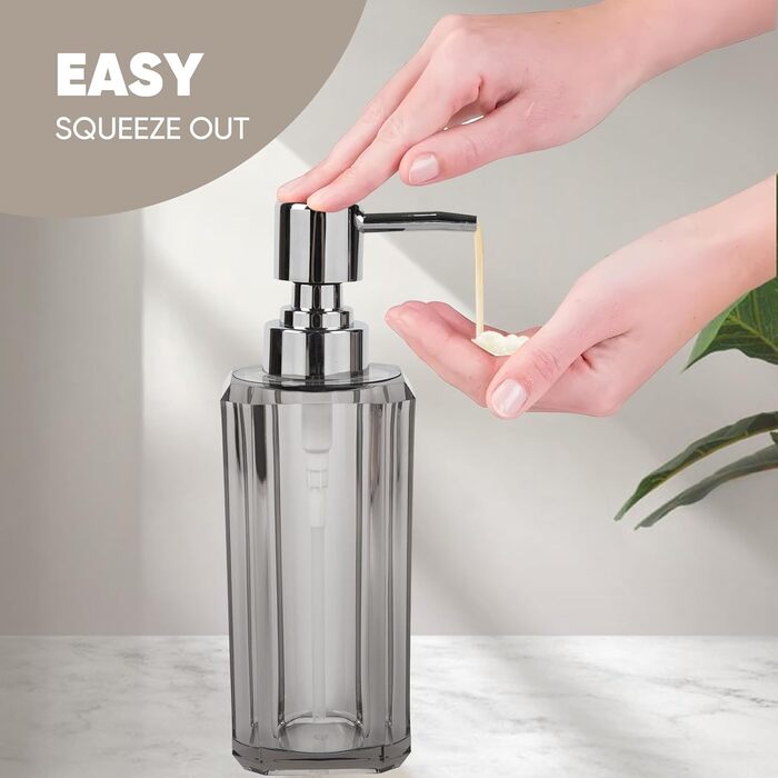 Набір аксесуарів для ванної кімнати з акрилу преміум-класу (4 шт.): дозатор для дезінфектора, диспенсер для лосьйону, мильниця, стакан для ополіскувача, стакан для зубної пасти (щіткова чорна/сіра)