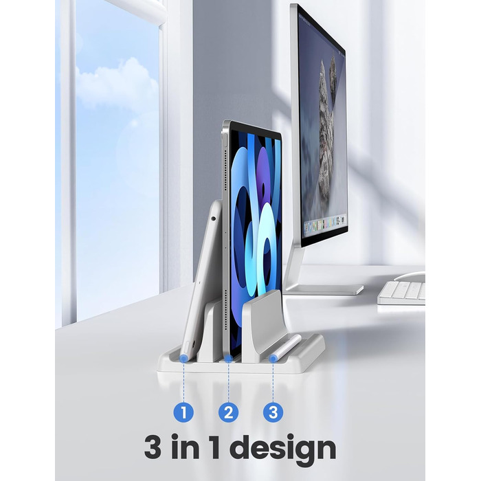 Підставка для ноутбука VAYDEER вертикальна, 3 в 1, для MacBook, iPad, Tablet, Notebook до 17.3