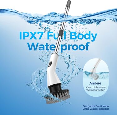 Electric Cleaning Brush, Cordless Electric Cleaning Brush with 7 Interchangeable Drill Brush Heads, Mop Set, Electric Scrub Brush with Adjustable Handle for Bathroom, Kitchen, Car, Floor