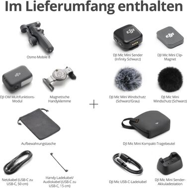 DJI Osmo Mobile 8 Kreativ Combo (Мікрофон DJI Mic Mini), Стабілізатор для смартфона, AI-трекінг, 360° обертання