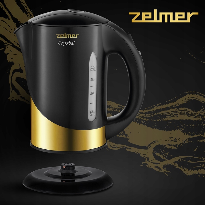 Електричний чайник Zelmer ZCK7630 Crystal Gold, 2200 Вт, 1,7 л, чорний