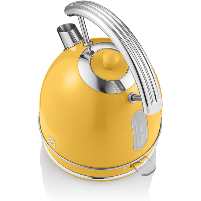 Набір Swan Retro: чайник 1,8л та тостер з 2-ма слотами, жовтий, вінтажний дизайн