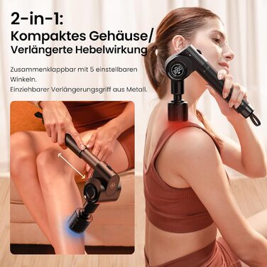 Масажер для м'язів Napre Massagepistole: 32 швидкості, кут налаштування, металевий подовжувач, чорний (нагрів/охолодження)