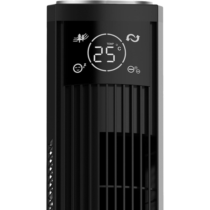 Вентилятор Be Cool з турбонаддувом 121 см – 3 швидкості, осциляція, LED-дисплей, таймер до 12 годин, іонізатор для чистого повітря, тихий підлоговий вентилятор з пультом дистанційного керування, білий (45W)