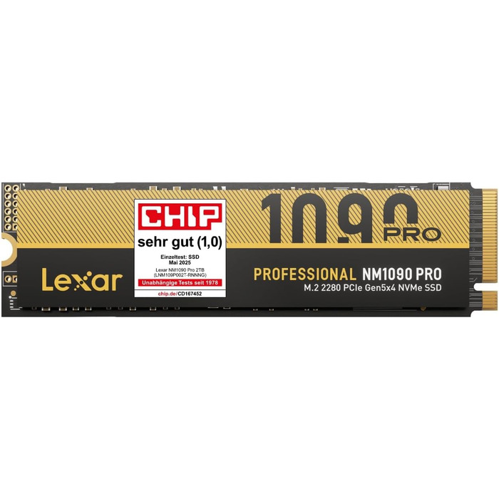 Lexar NM1090 PRO 1TB - SSD PCIe 5.0 Gen5 NVMe: до 14000 МБ/с, для AI, ігор та створення контенту (Laptop/PC)
