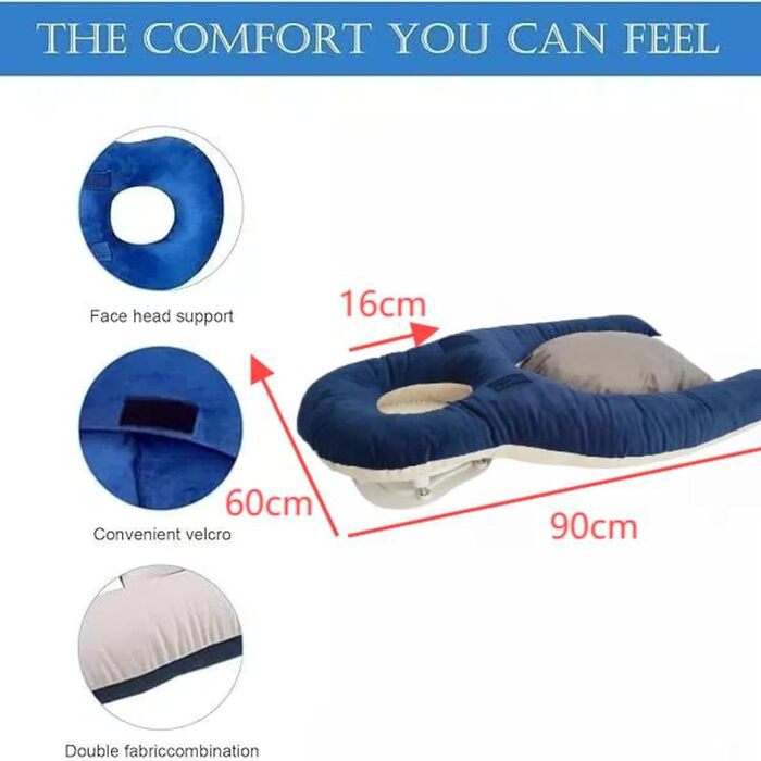 HoldOne Light Vitrectomy Eye Surgery Recovery Pillow, adjustable height & 1 chest pads, reversible face-down support for Macula & Retina removal patients, for patients during